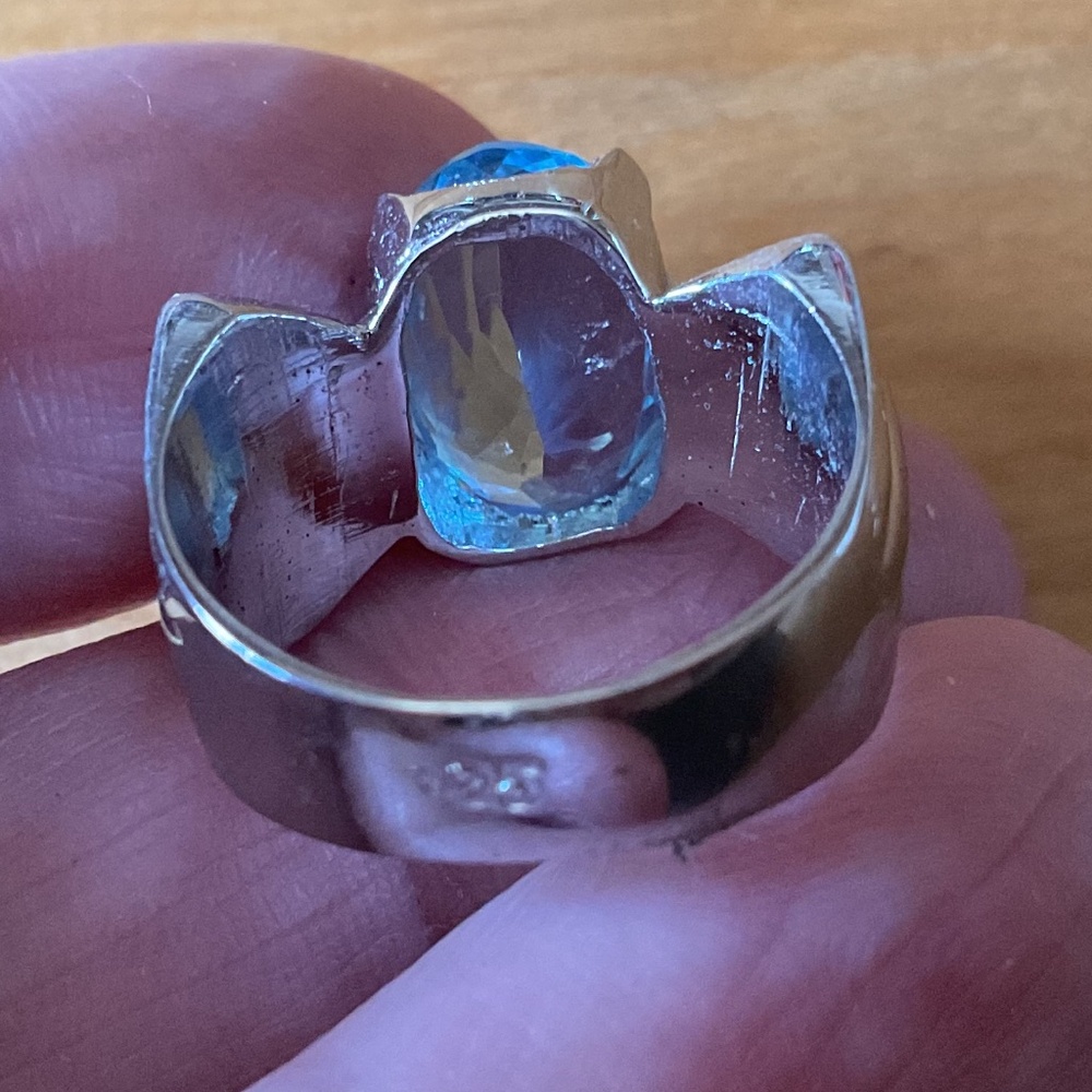 NWOT 𝅺STERLING SILVER 925 BLUE TOPAZ RING SIZE US 6.25​​ - Picture 9 of 12